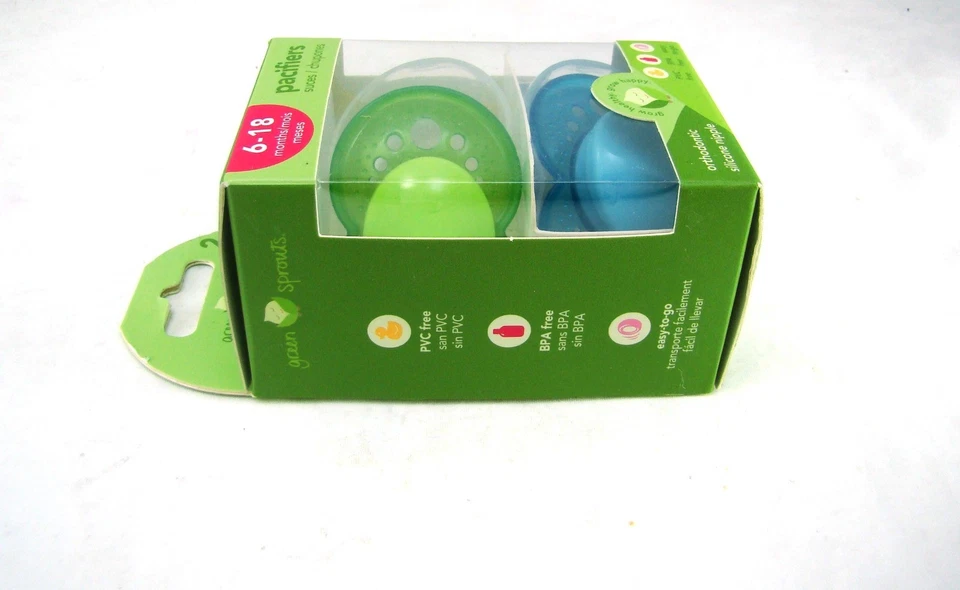 Зеленый ростки 6-18 месяцев набор из 2 соски ортодонтический силиконовый соска новый в коробке - Изображение 4 из 4