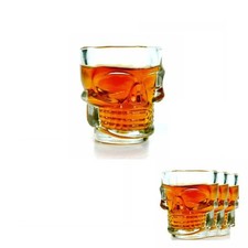 6 BICCHIERINI IN VETRO A FORMA DI TESCHIO PER SHOTTINI AMARO PARTY SKULL SHOT