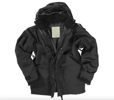 MIL-TEC Weatherproof Jacket Military Army Hunting Wet Weather w/Fleece Black