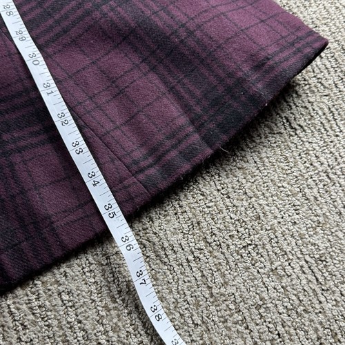Hot Topic Girls XL Burgundy & Plaid Collared Zipper Jacket Pea Coat Wool Blend - Picture 3 of 6