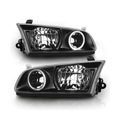 AmeriLite Black Replacement Headlights LED Halo Set For Toyota Camry - Passen...