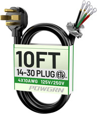 30 Amp 4 Prong Dryer Cord 10 FT Black, 10/4 Gauge Appliance Dryer Power Cord NEM