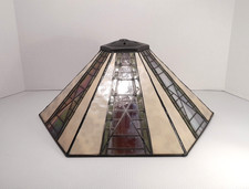 Dale Tiffany Rainbow Iridescent Stained Glass Lamp Shade Metal Overlay 16.25" W