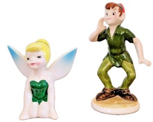 Set Of 2 Disney Peter Pan & Tinker Bell Porcelain Figurines Made in Japan