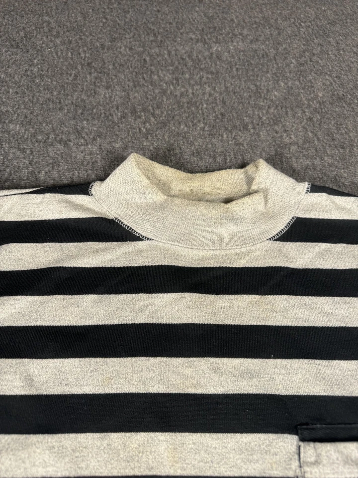 Camisa De Colección Bugle Boy Para Hombres Grande Negra Gris Rayas Cuello Simulado Surf Patinador Años 80 Foto 2 de 4