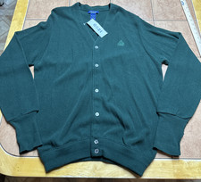 Vintage IZOD Acrylic Men  s Sz L Cardigan Green Grandpa Preppy USA Made New NWT