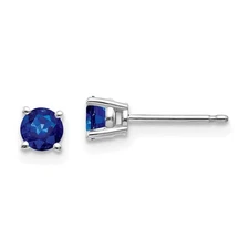 14k White Gold Sapphire Stud Earrings for Women 0.48gm L-4 mm