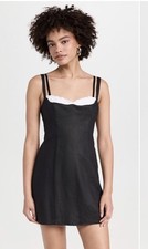 Reformation Lovella Linen Dress Black Mini Lined Adjustable Straps Size 8 