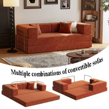 4 in 1 Convertible Sofa Bed Couch Corduroy Modular Sofa for Living Room Bedroom
