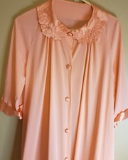 Vintage Long GOSSARD Artemis orange Robe Size Medium Floral embossed collar