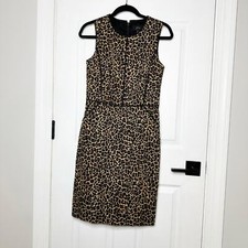 J. CREW Size 2 Sleeveless Sheath Dress Leopard Bi-Stretch Cotton