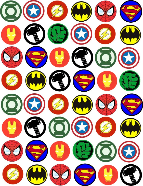 48 Marvel Superhero Logos Cupcake Edible Fairy Cake Wafer Toppers 3cm | eBay
