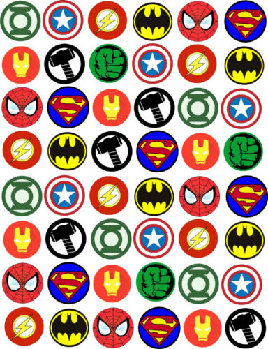 48 Marvel Superhero Logos Cupcake Edible Fairy Cake Wafer Toppers ...