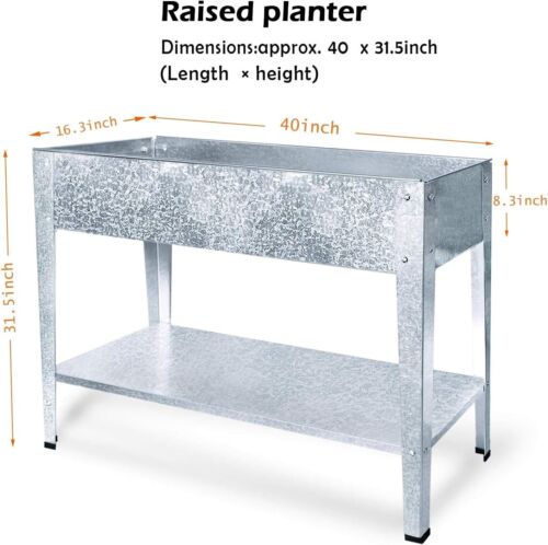 Galvanized Raised Garden Bed for Vegetables Elevated Planter Box with Legs Patio - Picture 2 of 7