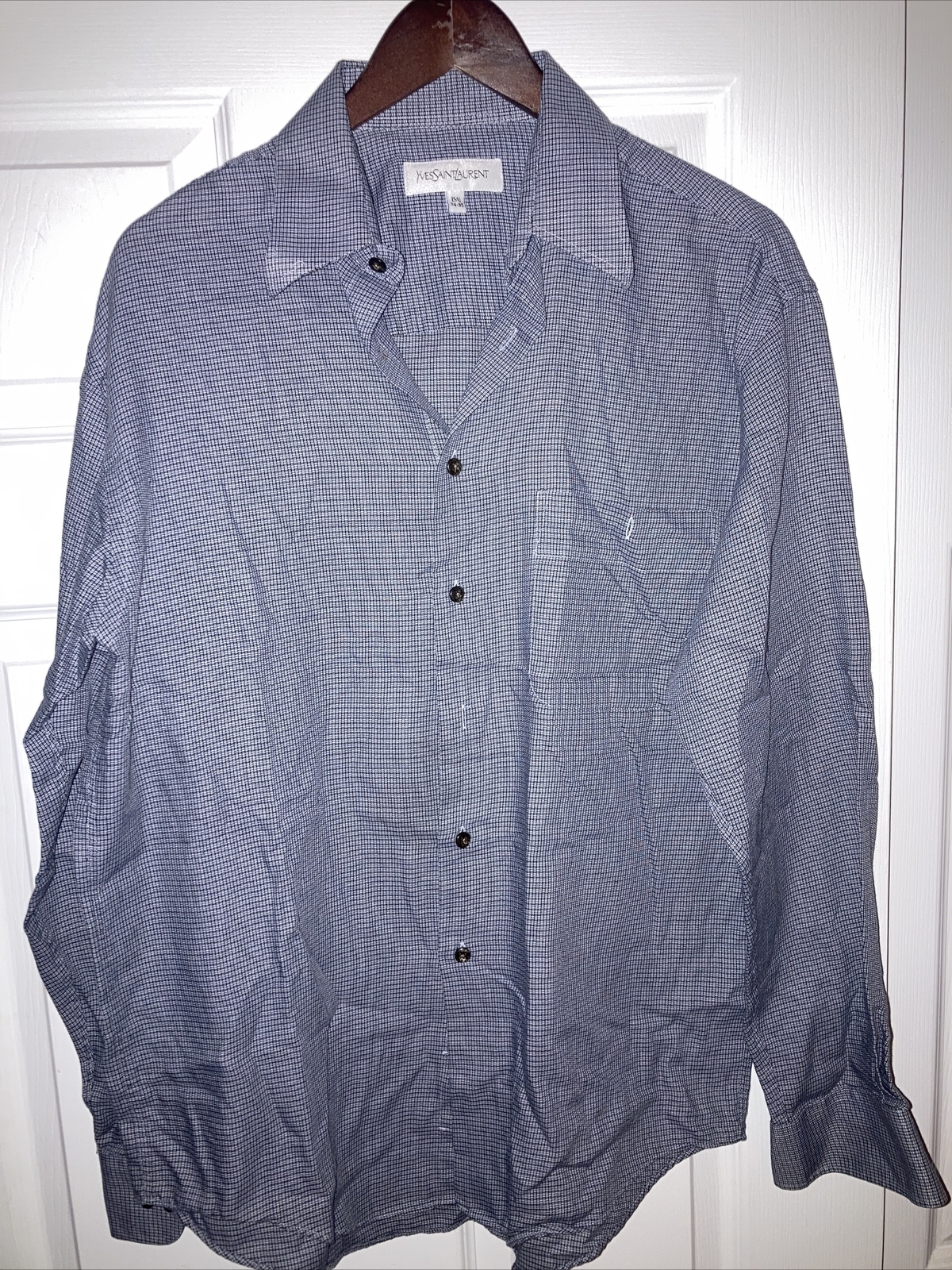 Yves Saint Laurent Camicia Abito Nero Gingham 15 5 34 35