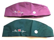 2 Pack ZukoCert Work Scrub Medical Nurse Doctor Caps/Hats Button Adjustable Band