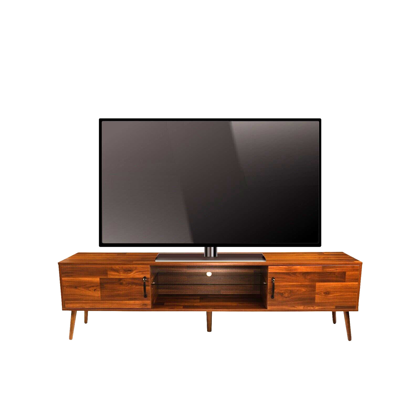 TV Cabinet 70" Mid Century Modern Wood 2-Door Cupboard Console Up To 80" TV's