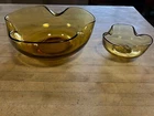 Vintage Anchor Hocking Accent Modern 2 Piece Chip and Dip Set Honey Gold 1970's
