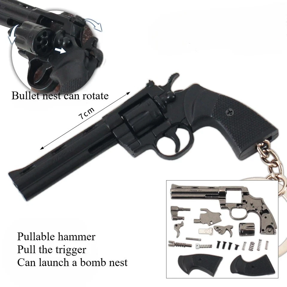 🔫 Modelo de mini arma preta 7cm 1:3 – Brinquedo removível de liga de chaveiro de metal - Imagem 2 de 3