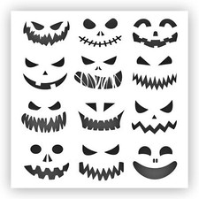 Pumpkin Faces Halloween Jack-o'-Lantern Stencil - Choose a Size - Laser-Cut