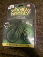JML Wheely Bright LED GREEN Bike Lights 2 Pack fits 2 wheels - New