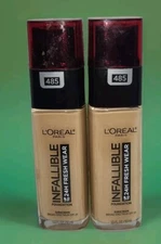LOREAL Infallible 24hr Fresh Wear Foundation 485 Golden Sun 1oz Ea 2pcs Read 