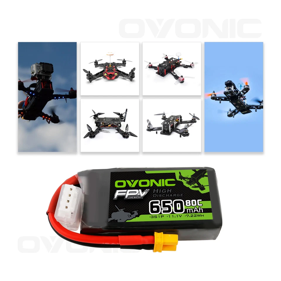 4X Ovonic 3S 650mAh Lipo Akku 11.1V 80C XT30 für Micro FPV 2-3'' Renn drohne - Bild 2 von 4