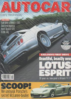 AUTOCAR MAGAZINE  12 DECEMBER 2001  ISSUE 50  LOTUS ESPRIT   LS