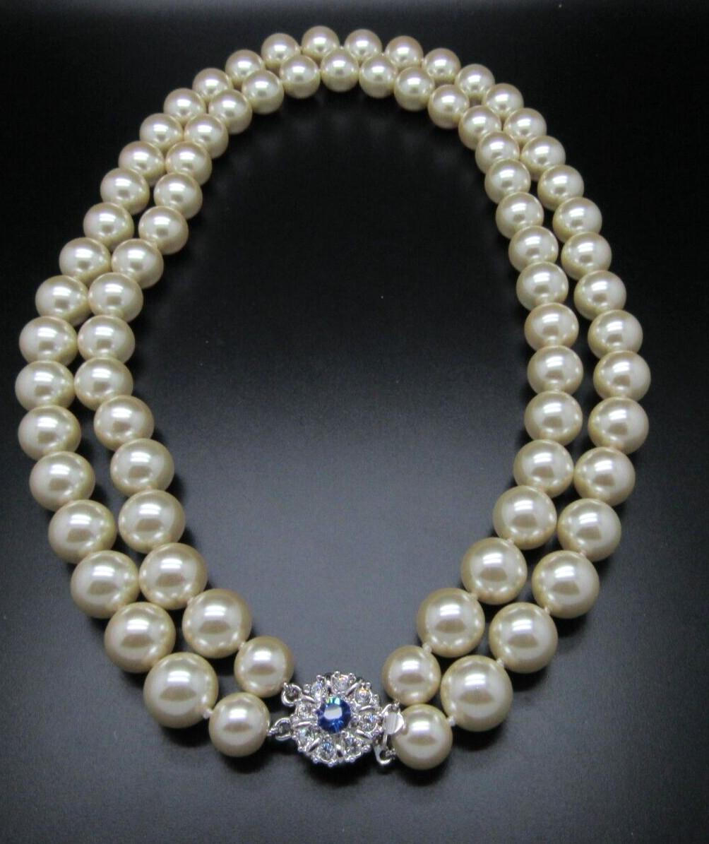 CAMROSE & KROSS JACQULINE KENNEDY JBK LARGE PEARL BLUE CRYSTAL NECKLACE NIB