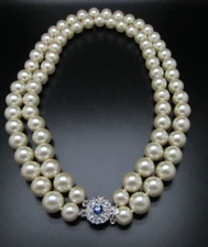 CAMROSE & KROSS JACQULINE KENNEDY JBK LARGE PEARL BLUE CRYSTAL NECKLACE NIB