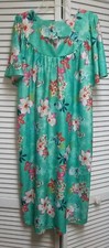 Woman's Anthony Richards House Dress Muumuu Patio Green Floral Fish Sz L