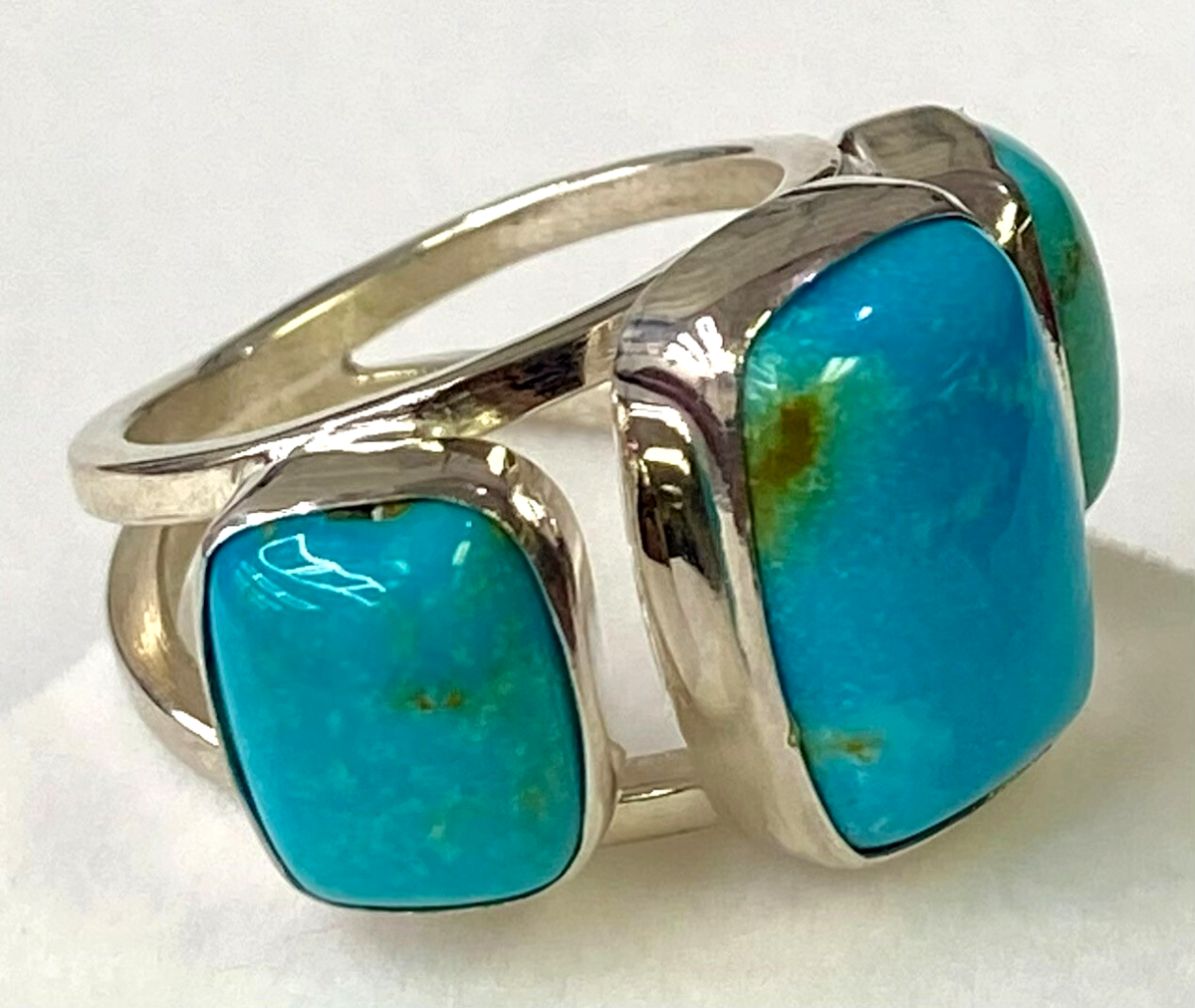 KINGSTON 12　ジャマイカ リング HSN Jay King Sterling Silver Matrix Turquoise 3-Stone Ring Size 6
