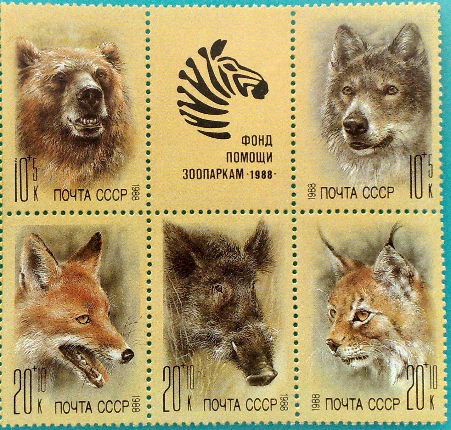 Russia (USSR) -1988 Zoo relief found Rare animals MNHOG Unused block  5+label | eBay