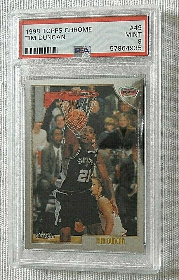 1998-99 Topps Chrome Tim Duncan 49 2nd year RC PSA 9 Very Low POP Fresh Grade - Image 2 of 3