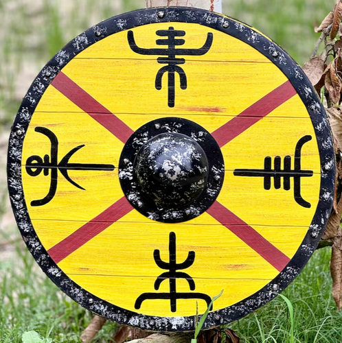 Bouclier Rond Viking Fait Main – Bois Et Métal – Déco Médiévale – Inde