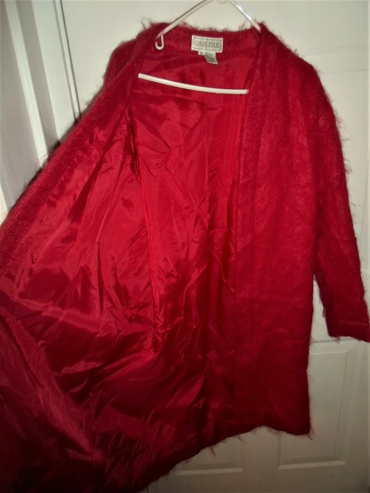 Suéter Carlisle Mujer ROJO Lana Mohair Frente Abierto Abrigo Coche Talla 10 (46" Busto) Foto 4 de 4