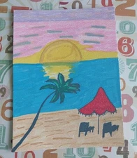 Acrylic Painting IMPRESSIONISM Beach NAUTICAL SEASIDE OCEAN Seascape GIFT