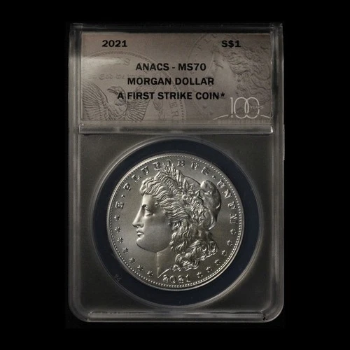 2021-$1 Morgan Silver Dollar ANACS MS70 in Anniversary Holder- Free Shipping USA