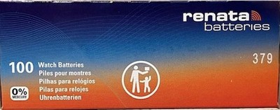 Box of 100 Renata 379 (SR521SW)  Batteries FRESH....FREE SHIP EXP. DATE 07/2027*