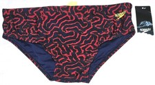 SPEEDO PRO LT - "RACE MAZE" PATTERN - NAVY BLUE RED - SIZE 34 - NWT