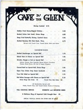 Cafe in the Glen Menu & TIKI and Polynesian Drinks List