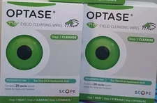 SET of 2 Optase TTO Eyelid Cleaning Wipes Tea Tree Oil Dry Eyes NEW SEALED 03/26