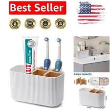 Stylish Bamboo Toothbrush Holder with 5 Compartments for Organized Bathrooms