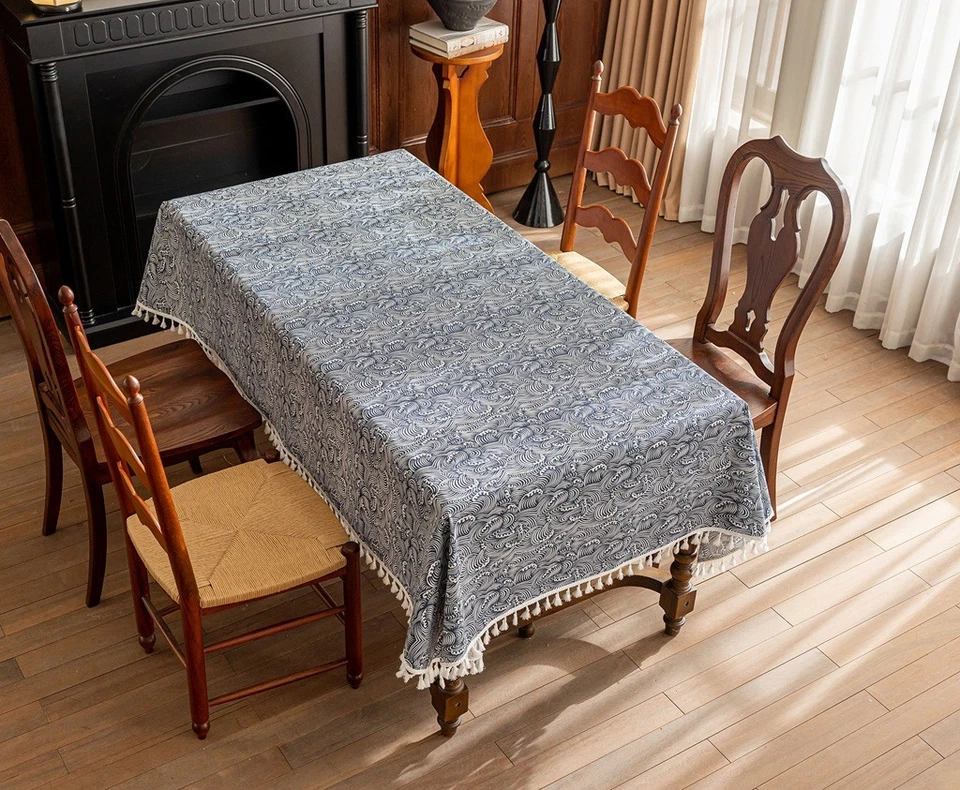 Abstract Sea Waves Fishscales Geometric Tablecloth Dining Table Cover Home Decor - Image 4 of 4