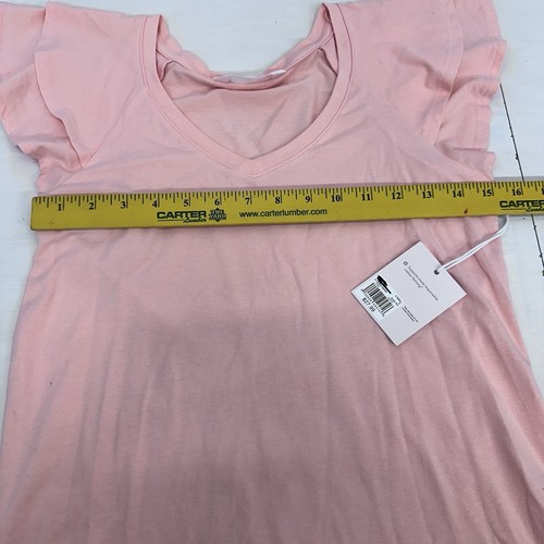 LC Lauren Conrad Womans Short Flutter Sleeve V Neck Peach T Shirt Top NWT XS - 第 8/11 張圖片