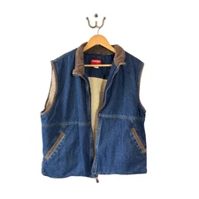 Vintage Wrangler Hero Denim Corduroy Vest Mens XL Sherpa Lined Vest Western