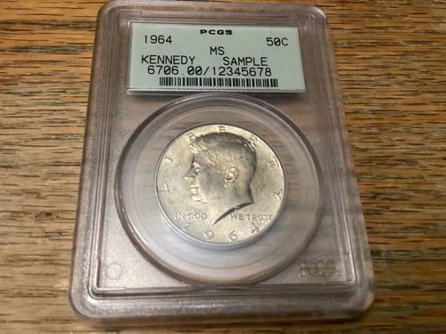 1964 Kennedy Half Dollar 90% Silver Philadelphia Mint 1964-P Coin MS Sample Slab