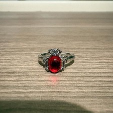 Silver and red ring