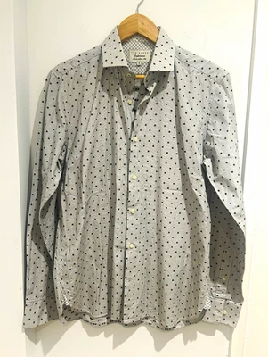 Ted Baker Endurance Slim Fit Grey/Black Geometric Cotton Dress Shirt 16 - Image 1 of 4