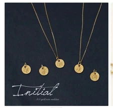 DEVAS 18K K Initial Coin Necklace, 38cm, Used, Elegant Jewelry From Japan